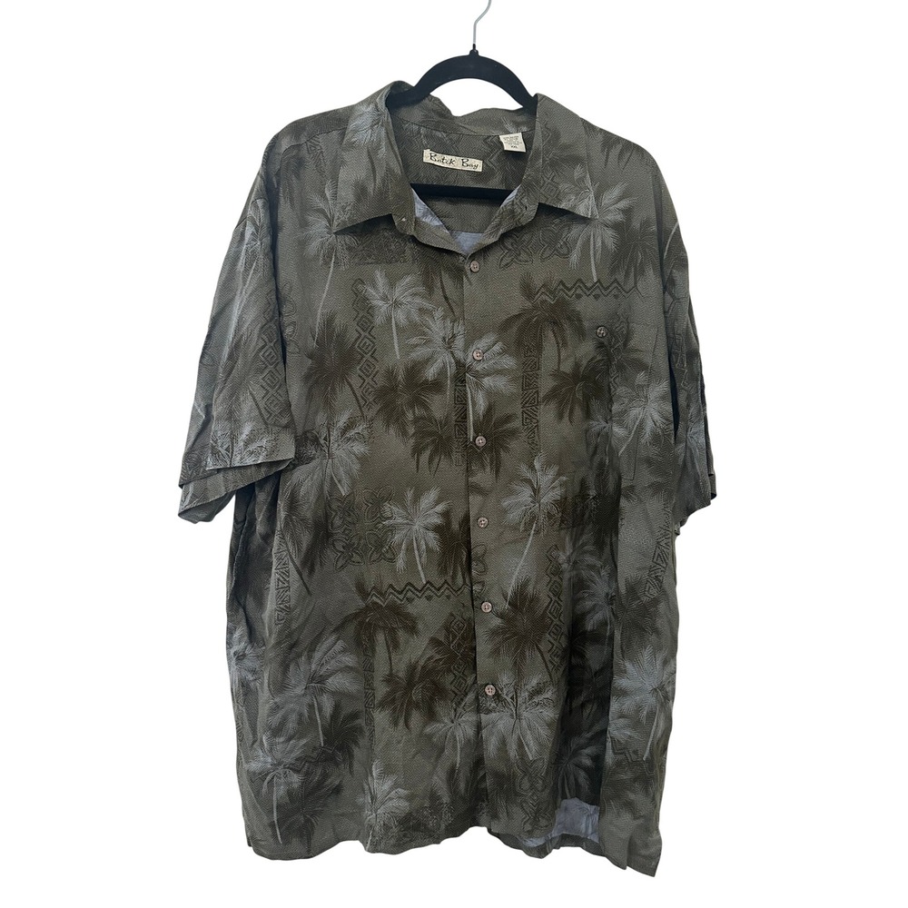 Batik Bay Mens XXL Green Tropical Palm Tree Short Sleeve Button Down Shirt Aloha